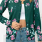 Floral Button Front Round Neck Cardigan