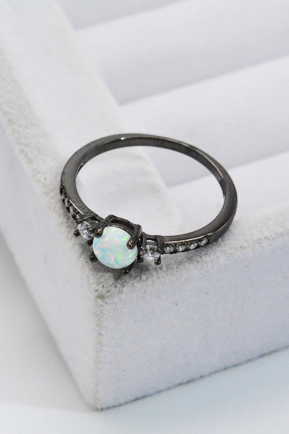 Sterling Silver Round Opal Ring