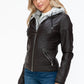 Vegan Layered Double-Zipper Jacket with Fuzzy Hood