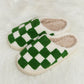 Checkered Print Plush Slide Slippers