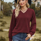 V-Neck Dropped Shoulder Blouse