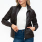 Vegan Layered Double-Zipper Jacket with Fuzzy Hood