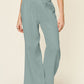 Full Size Texture Smocked Waist Wide Leg Pants