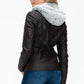 Vegan Layered Double-Zipper Jacket with Fuzzy Hood