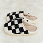 Checkered Print Plush Slide Slippers