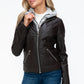 Vegan Layered Double-Zipper Jacket with Fuzzy Hood