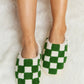 Checkered Print Plush Slide Slippers