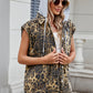 Leopard Buttton Up Denim Vest