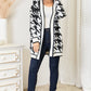 Houndstooth Open Front Longline Cardigan