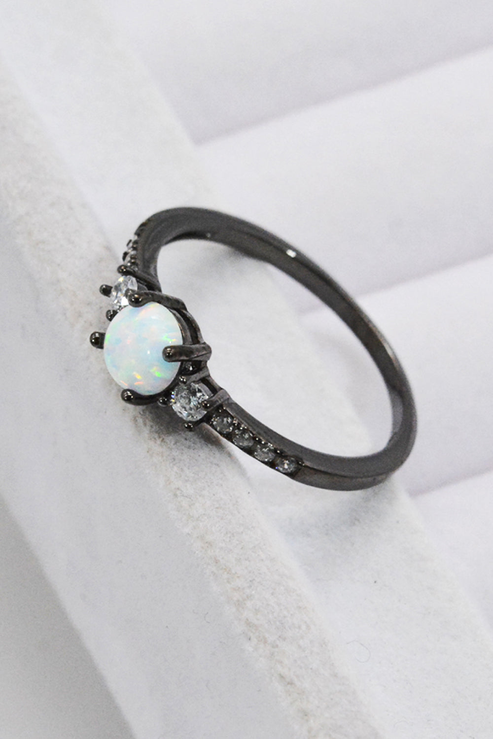 Sterling Silver Round Opal Ring