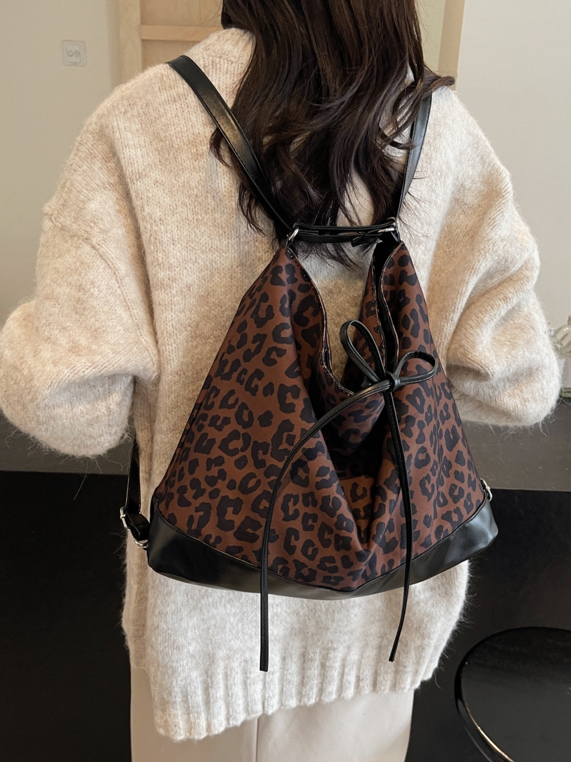 Vegan Leather Leopard Dual Purpose Crossbody Bag