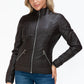 Vegan Layered Double-Zipper Jacket with Fuzzy Hood