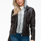 Vegan Layered Double-Zipper Jacket with Fuzzy Hood