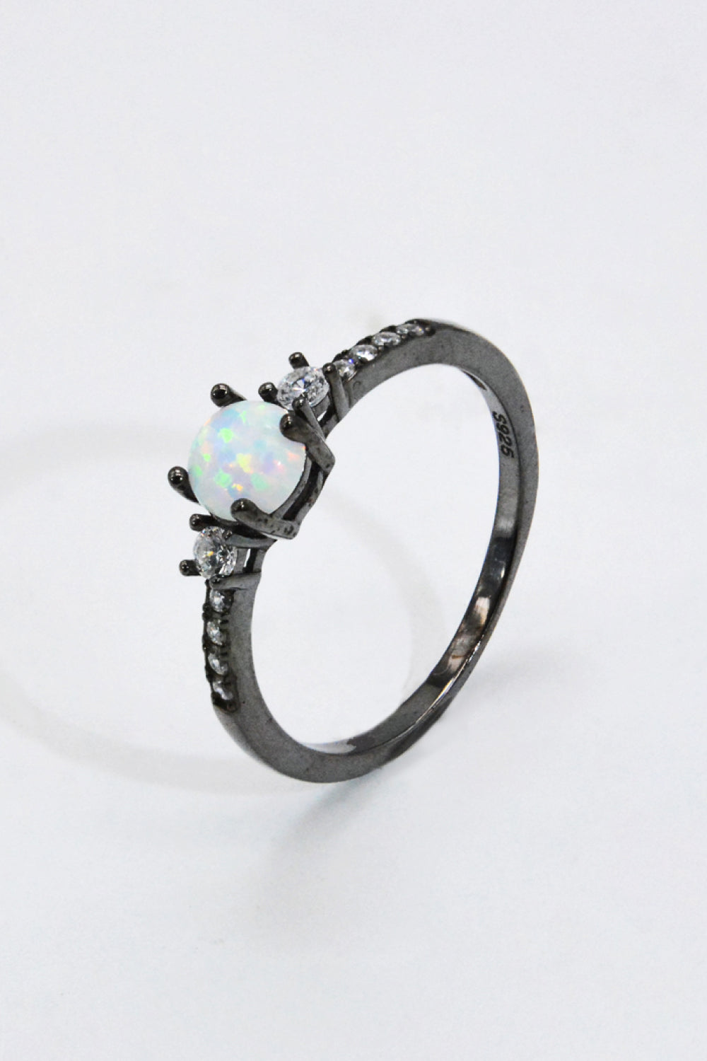 Sterling Silver Round Opal Ring