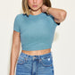 Full Size Ribbed Round Neck Short Sleeve T-Shirt