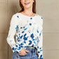 Floral Button Front Round Neck Cardigan