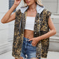 Leopard Buttton Up Denim Vest