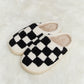 Checkered Print Plush Slide Slippers