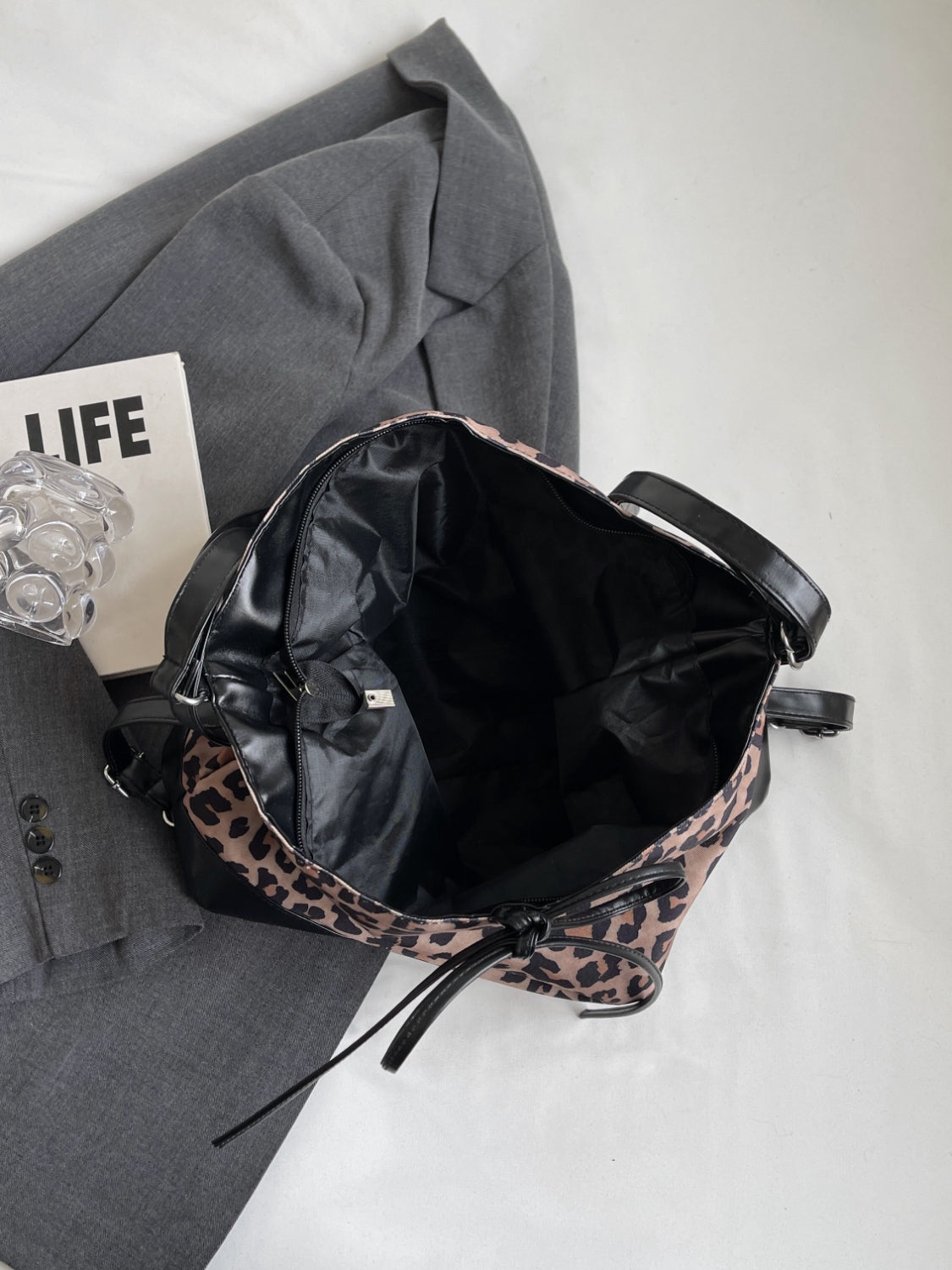 Vegan Leather Leopard Dual Purpose Crossbody Bag