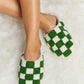 Checkered Print Plush Slide Slippers