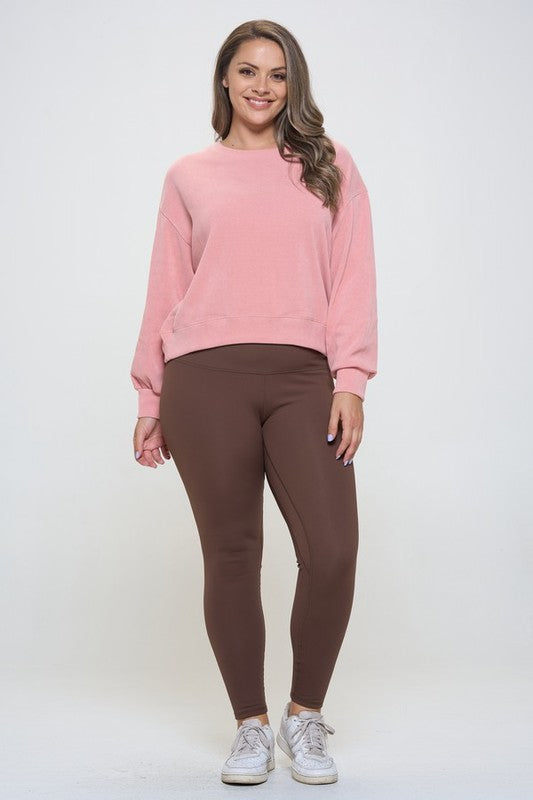 Full Size Fleece Lined High Waisted Leggings Brown