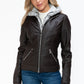 Vegan Layered Double-Zipper Jacket with Fuzzy Hood