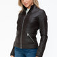 Vegan Layered Double-Zipper Jacket with Fuzzy Hood