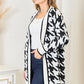 Houndstooth Open Front Longline Cardigan