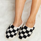 Checkered Print Plush Slide Slippers