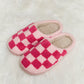 Checkered Print Plush Slide Slippers