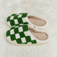 Checkered Print Plush Slide Slippers