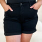 Full Size High Waist Tummy Control Cuffed Denim Shorts