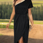 Perfee Slit Single Shoulder Short Sleeve Midi Dress