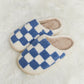 Checkered Print Plush Slide Slippers