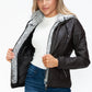 Vegan Layered Double-Zipper Jacket with Fuzzy Hood