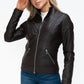 Vegan Layered Double-Zipper Jacket with Fuzzy Hood