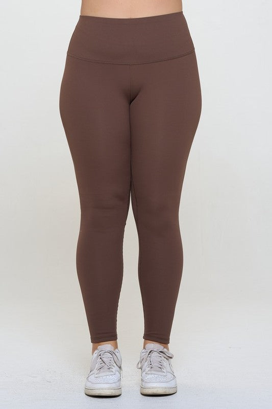 Full Size Fleece Lined High Waisted Leggings Brown