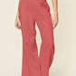 Full Size Texture Smocked Waist Wide Leg Pants