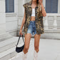 Leopard Buttton Up Denim Vest