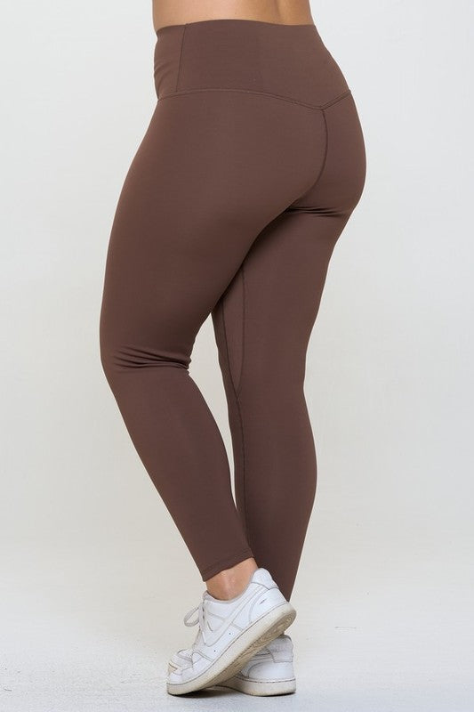 Full Size Fleece Lined High Waisted Leggings Brown