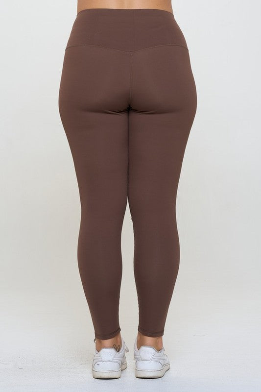 Full Size Fleece Lined High Waisted Leggings Brown