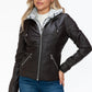 Vegan Layered Double-Zipper Jacket with Fuzzy Hood