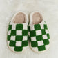 Checkered Print Plush Slide Slippers