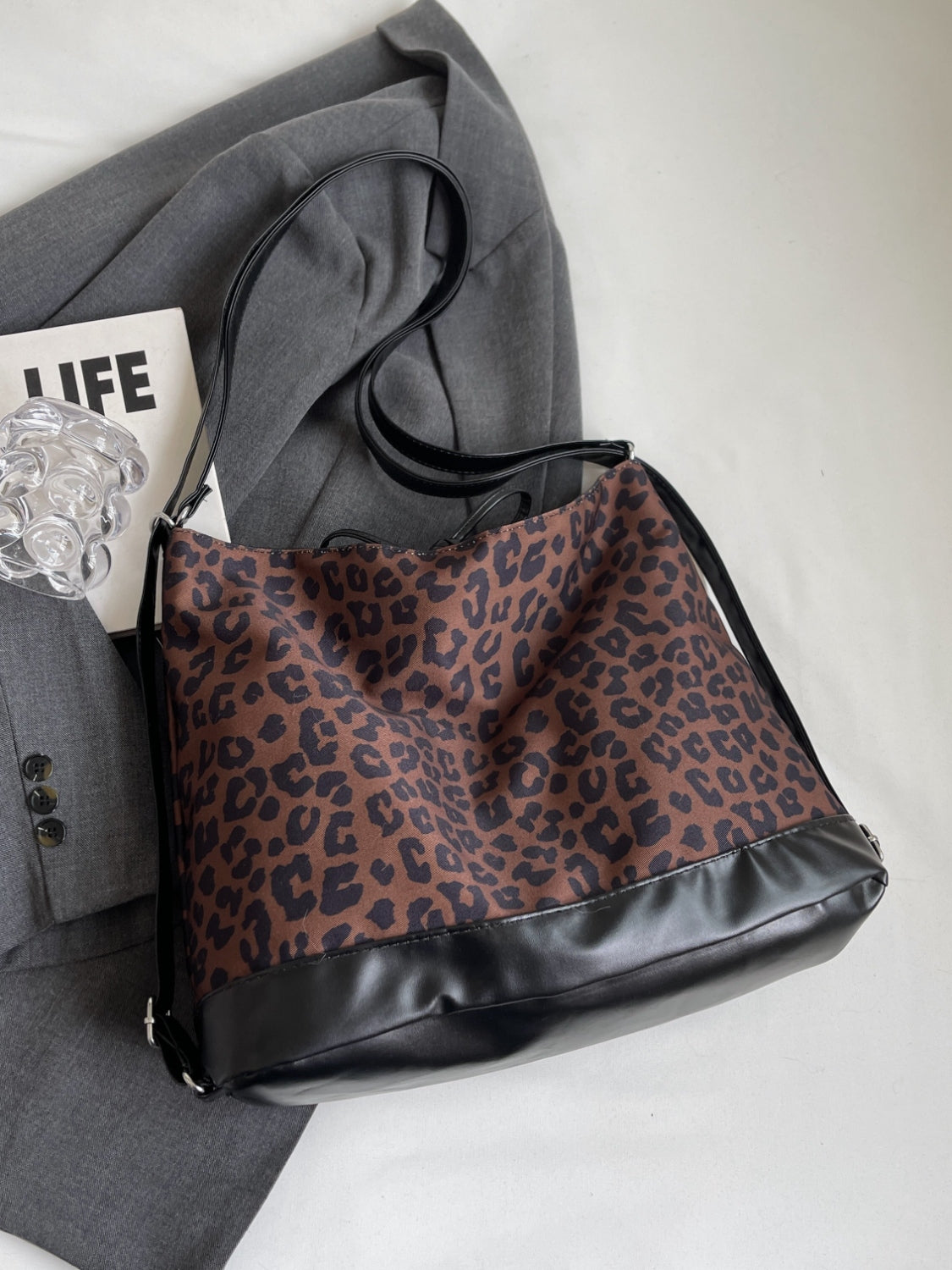 Vegan Leather Leopard Dual Purpose Crossbody Bag