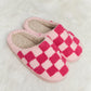 Checkered Print Plush Slide Slippers