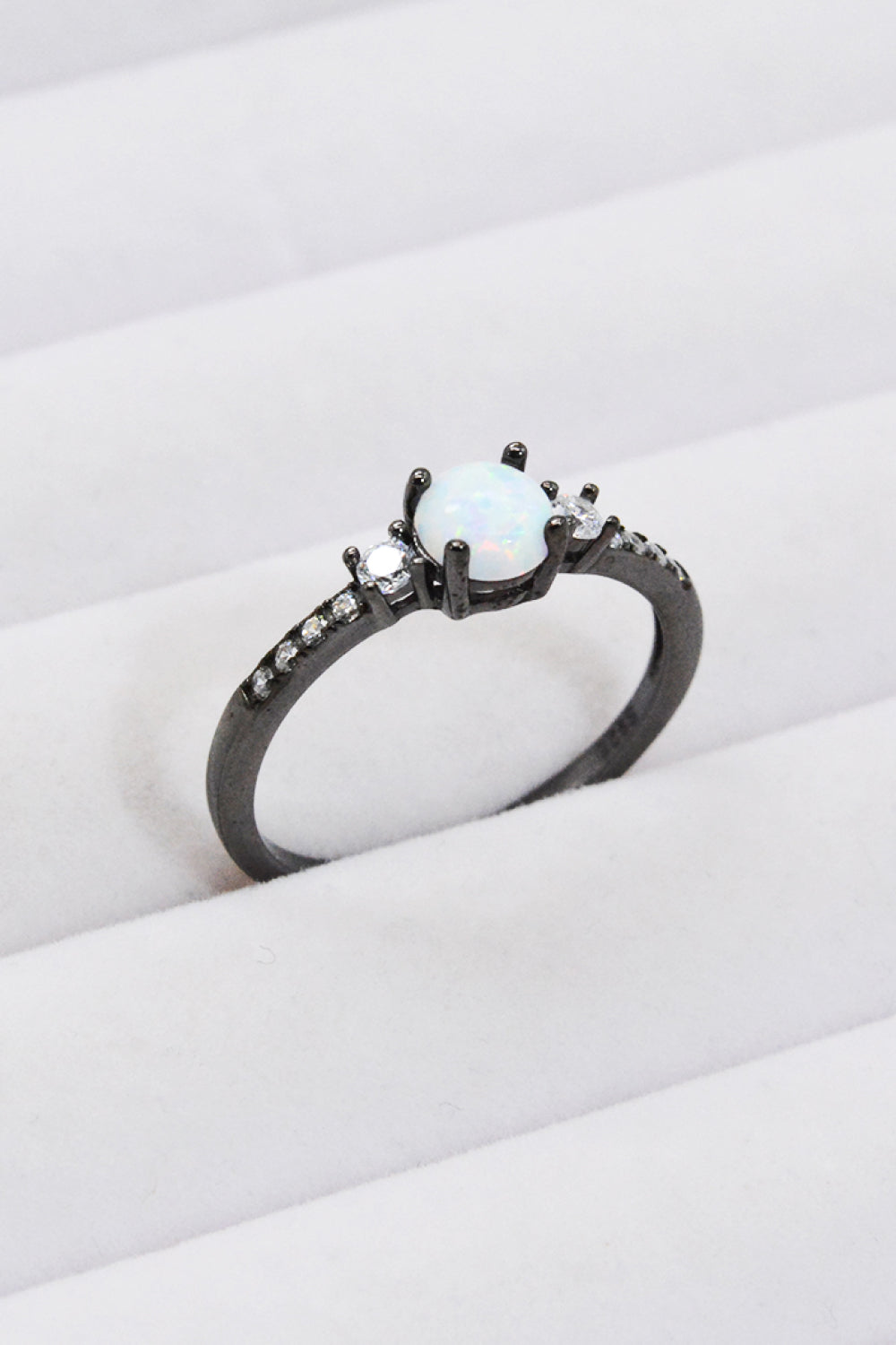 Sterling Silver Round Opal Ring