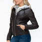 Vegan Layered Double-Zipper Jacket with Fuzzy Hood