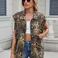 Leopard Buttton Up Denim Vest