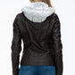 Vegan Layered Double-Zipper Jacket with Fuzzy Hood